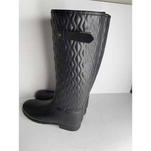 Hunter Refined Tall Vertical Quilt Boot Black Womens Rain Boots 38 US 7 New - Picture 5 of 7